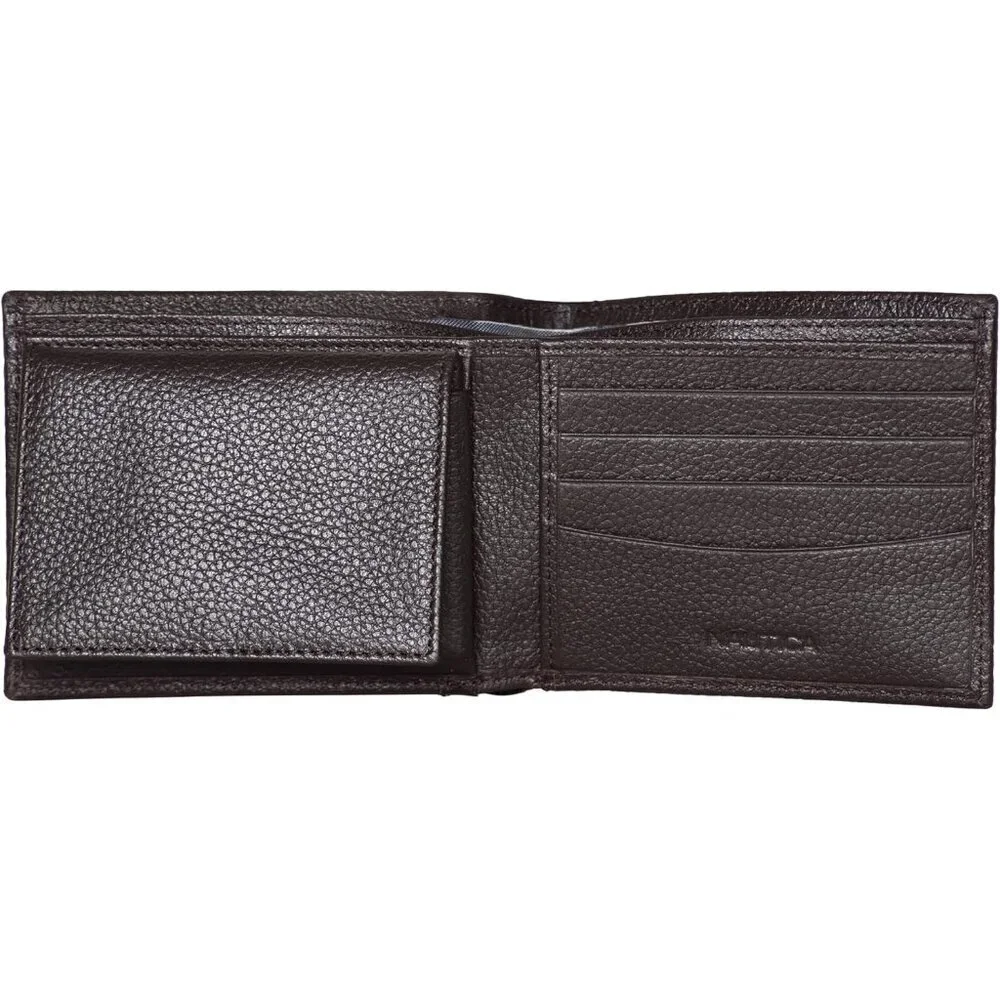 Men's J-Class - Brown Bifold Leather Wallet RFID Blocking ID Window Card Slots